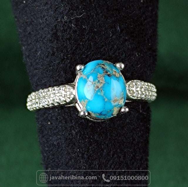 انگشتر فیروزه نیشابوری زنانه با حکاکی رب لاتذرنی فردا... _کد:35004