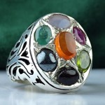 انگشتر چند جواهر نقره مردانه فاخر _کد:۳۵۰۰۷