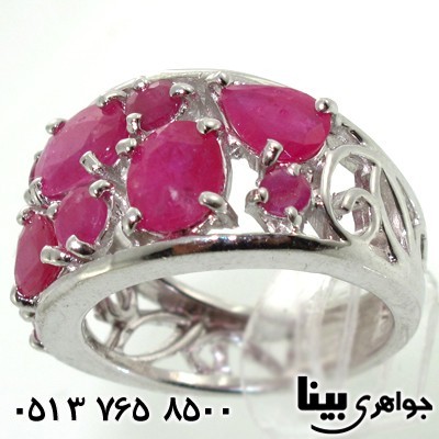 انگشتر یاقوت سرخ رینگ ده نگین سلطنتی زنانه