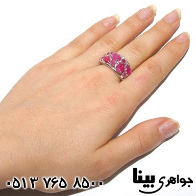 انگشتر یاقوت سرخ رینگ ده نگین سلطنتی زنانه