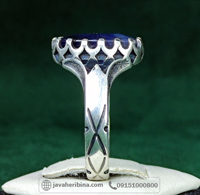 انگشتر یاقوت کبود نقره مردانه _کد:35011