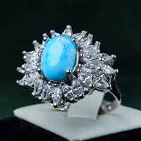 انگشتر فیروزه نیشابوری رودیوم خاص و خوشرنگ 