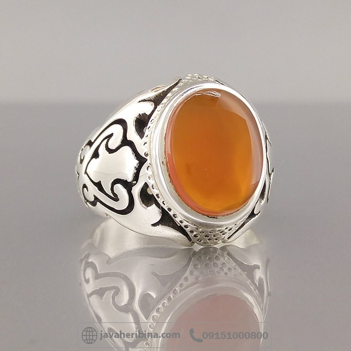 انگشتر عقیق یمنی سرخ لوکس وفاخر با رکاب کادری _کد:35014