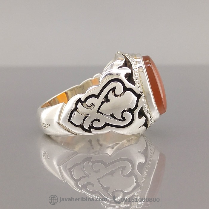 انگشتر عقیق یمنی سرخ لوکس وفاخر با رکاب کادری _کد:35014