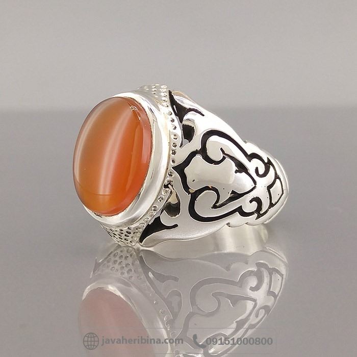 انگشتر عقیق یمنی سرخ لوکس وفاخر با رکاب کادری _کد:35014