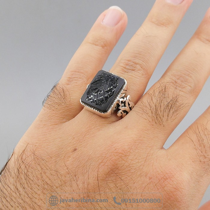 انگشتر عقیق یمنی جزع با حکاکی یا فاطمه زهرا با حرز و تربت _کد:35016