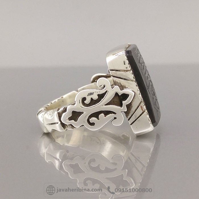 انگشتر عقیق یمنی جزع با حکاکی یا فاطمه زهرا با حرز و تربت _کد:35016