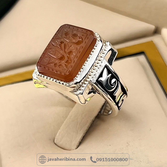 انگشتر عقیق یمنی سرخ با حکاکی یا فاطمه فاخر و زیبا _کد:35018