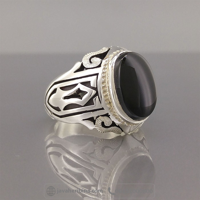 انگشتر عقیق یمنی جزع نقره مردانه فاخر _کد:35021