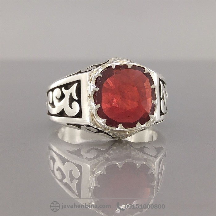 انگشتر یاقوت سرخ آفریقایی نقره مردانه لوکس _کد:35023