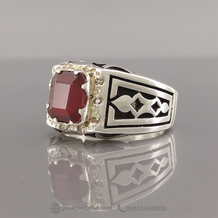 انگشتر یاقوت سرخ با مخراج 10 قطعه الماس اصلی فاخر _کد:35024