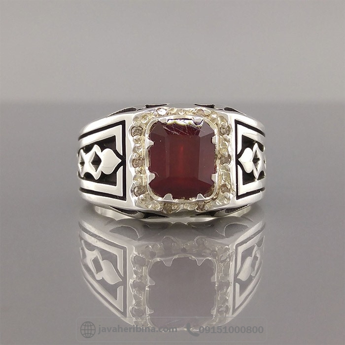 انگشتر یاقوت سرخ با مخراج 10 قطعه الماس اصلی فاخر _کد:35024