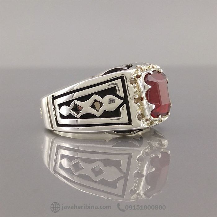 انگشتر یاقوت سرخ با مخراج 10 قطعه الماس اصلی فاخر _کد:35024