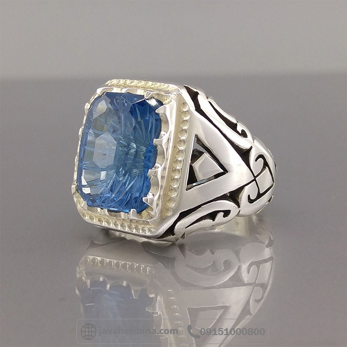 انگشتر توپاز آبی سوئیسی فاخر و لوکس _کد:35025