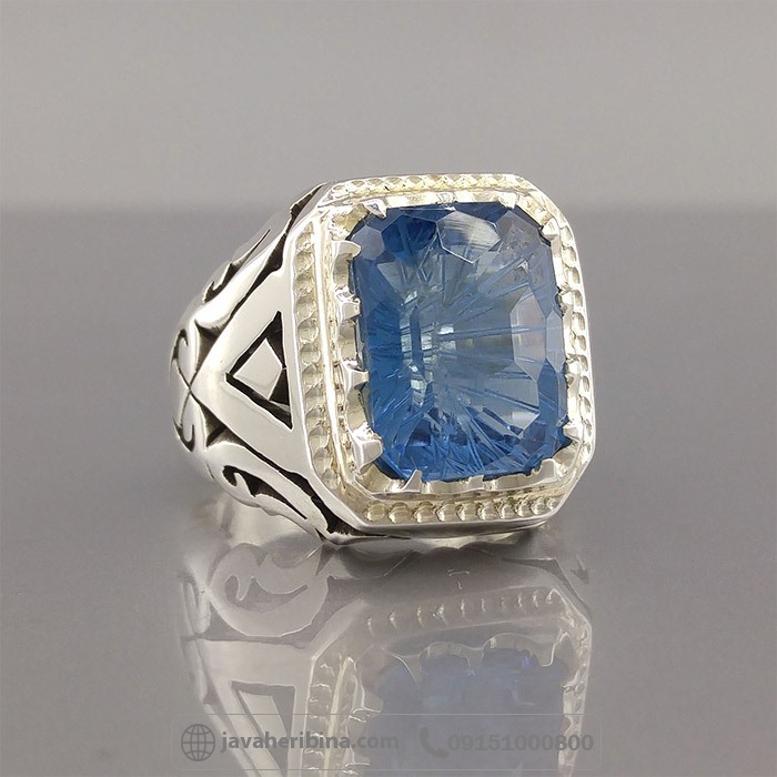 انگشتر توپاز آبی سوئیسی فاخر و لوکس _کد:35025