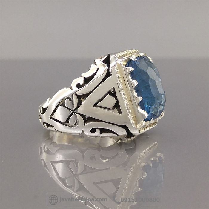 انگشتر توپاز آبی سوئیسی فاخر و لوکس _کد:35025