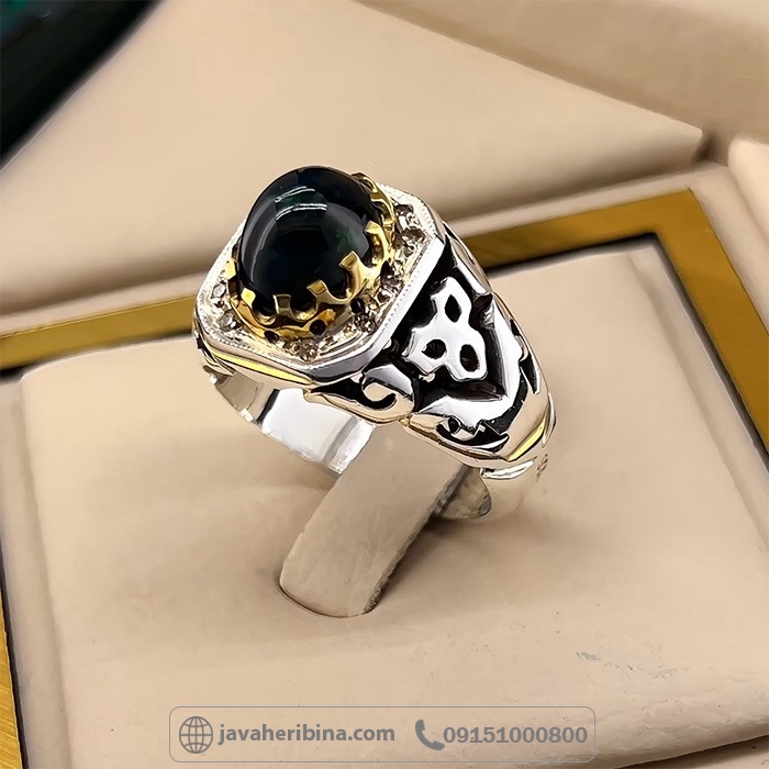 انگشتر اوپال آتشین با مخراج 10 قطعه الماس _کد:35026