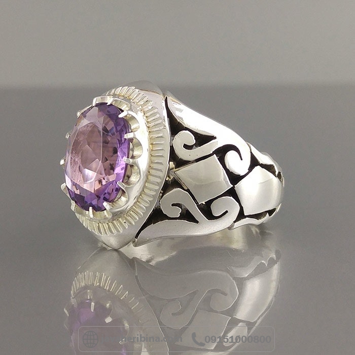 انگشتر آمتیست مردانه فاخر و خوشرنگ _کد:35027