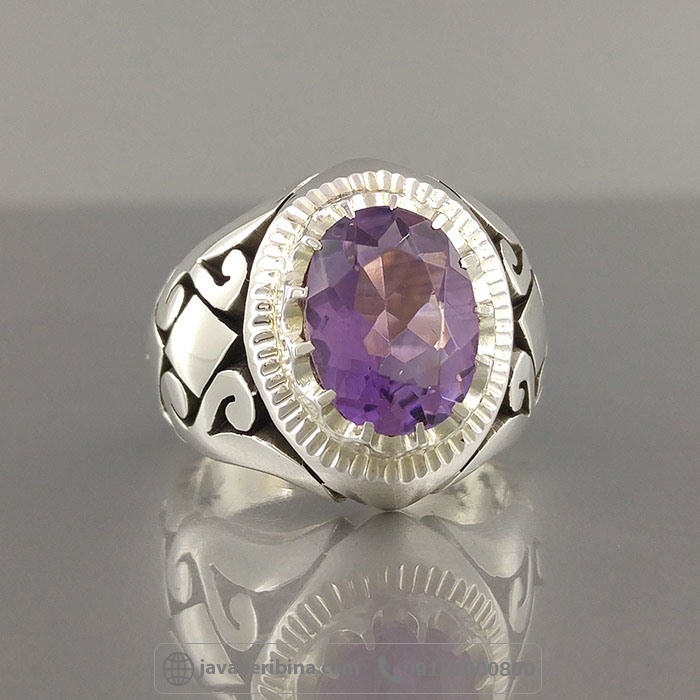 انگشتر آمتیست مردانه فاخر و خوشرنگ _کد:35027