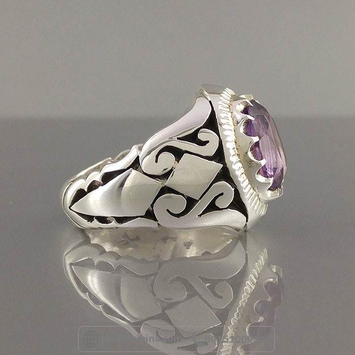 انگشتر آمتیست مردانه فاخر و خوشرنگ _کد:35027