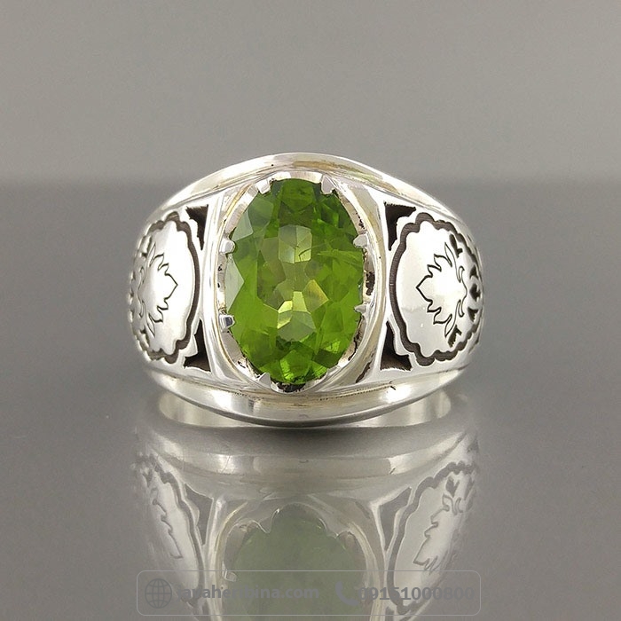 انگشتر زبرجد نقره مردانه لوکس و فاخر _کد:35029