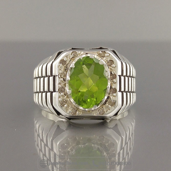 انگشتر زبرجد رولکسی با مخراج 12 قطعه الماس _کد:35031