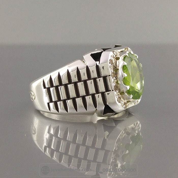 انگشتر زبرجد رولکسی با مخراج 12 قطعه الماس _کد:35031