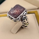 سرخ با مخراج 4 قطعه الماس و حکاکی لبیک یا حسین _کد:35036