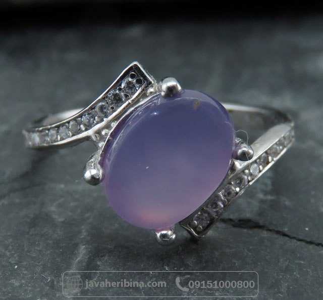 انگشتر عقیق یمنی سوسنی رودیوم طرح پیچ _کد:35038