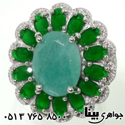 انگشتر زمرد درشت و جید سبز اشرافی زنانه