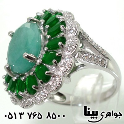 انگشتر زمرد درشت و جید سبز اشرافی زنانه