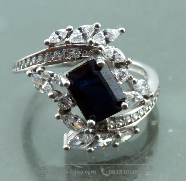 انگشتر یاقوت کبود نقره زنانه بسیار زیبا _کد:35039