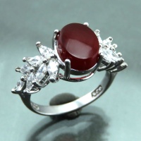 انگشتر عقیق یمنی سرخ نقره زنانه رودیوم 