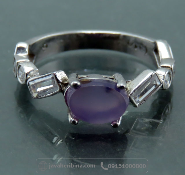 انگشتر عقیق یمنی کبود ظریف و زیبا _کد:35041