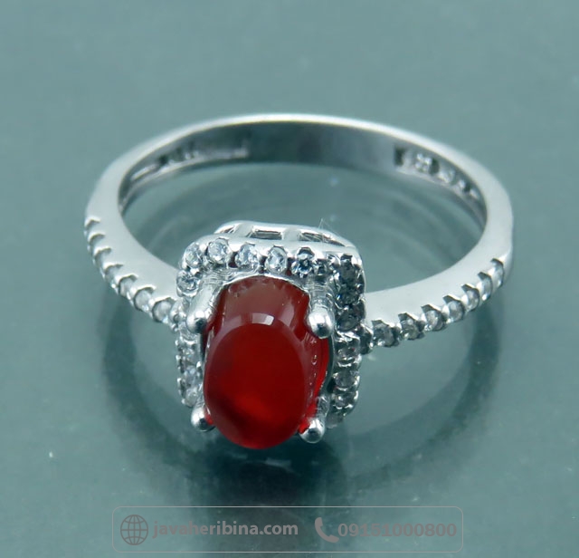 انگشتر عقیق یمنی سرخ نقره زنانه _کد:35043