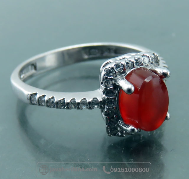 انگشتر عقیق یمنی سرخ نقره زنانه _کد:35043