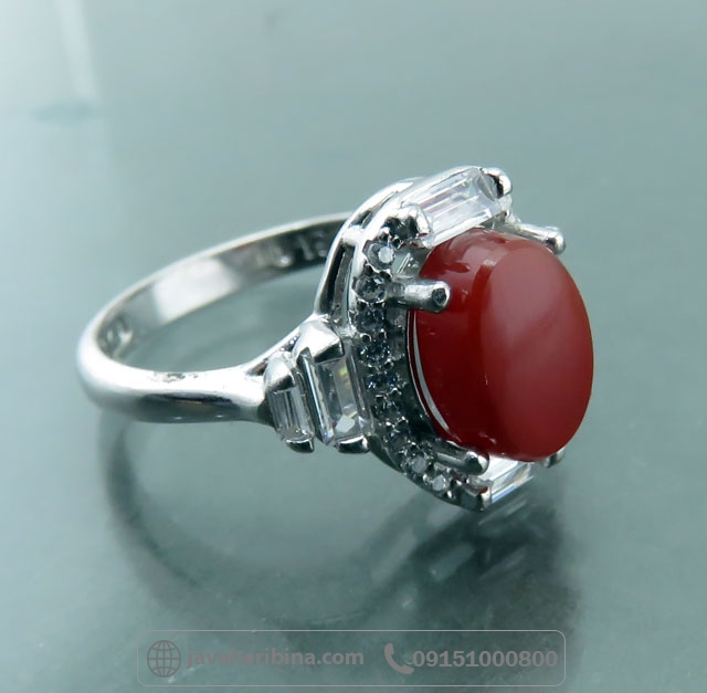 انگشتر عقیق یمنی سرخ نقره زنانه _کد:35045