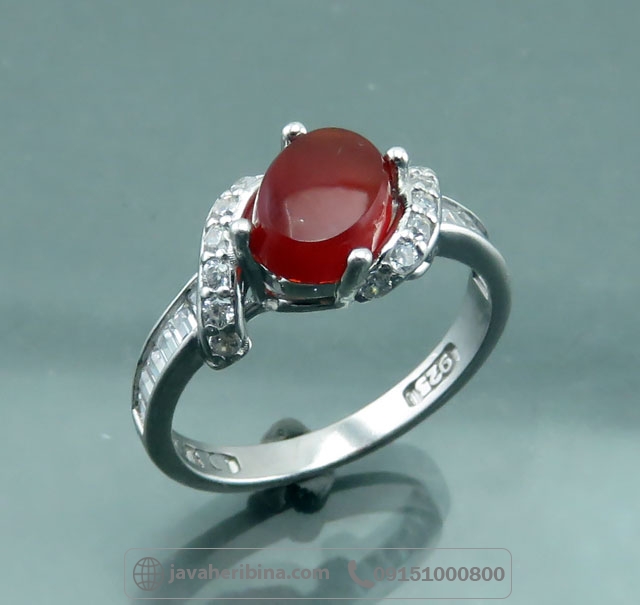 انگشتر عقیق یمنی سرخ نقره زنانه ظریف _کد:35048