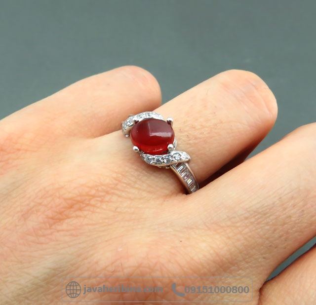 انگشتر عقیق یمنی سرخ نقره زنانه ظریف _کد:35048