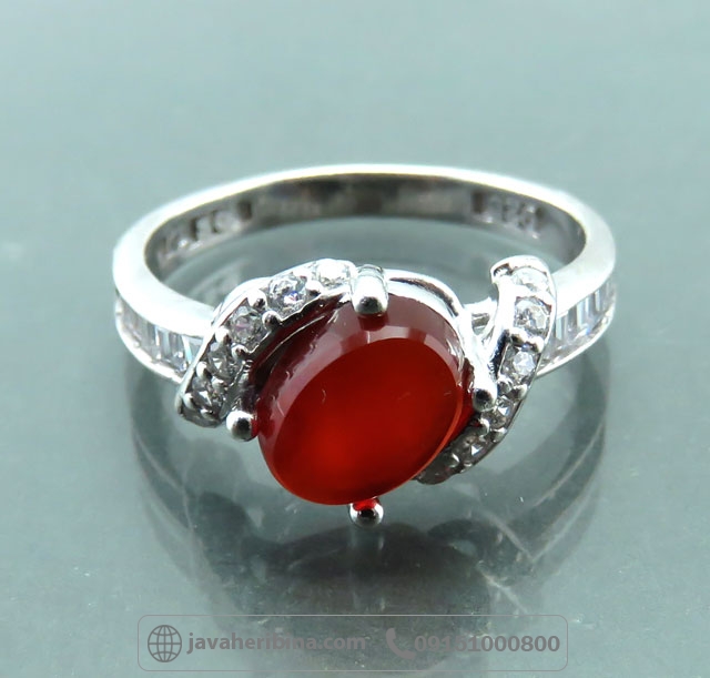 انگشتر عقیق یمنی سرخ نقره زنانه ظریف _کد:35048