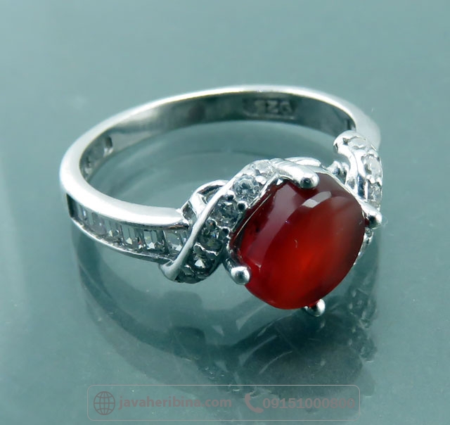 انگشتر عقیق یمنی سرخ نقره زنانه ظریف _کد:35048