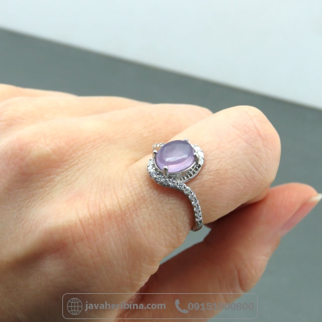 انگشتر عقیق یمنی کبود نقره زنانه رودیوم _کد:35049