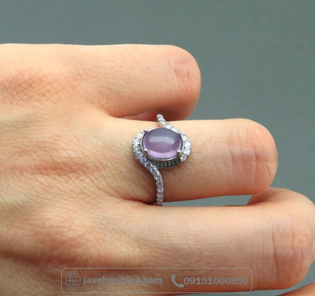 انگشتر عقیق یمنی کبود نقره زنانه رودیوم _کد:35049