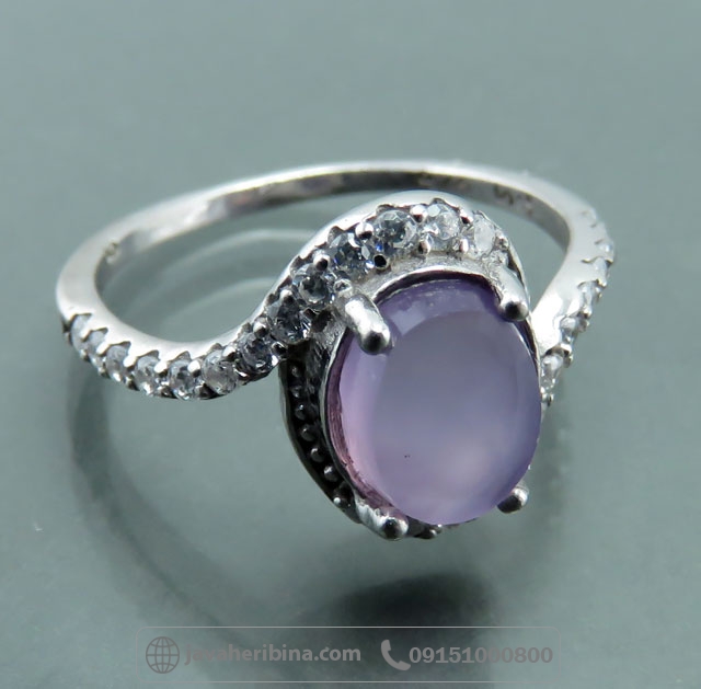 انگشتر عقیق یمنی کبود نقره زنانه رودیوم _کد:35049