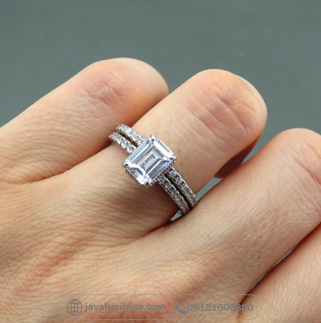 انگشتر نقره حلقه و پشت حلقه جواهری بسیار شیک _کد:35051