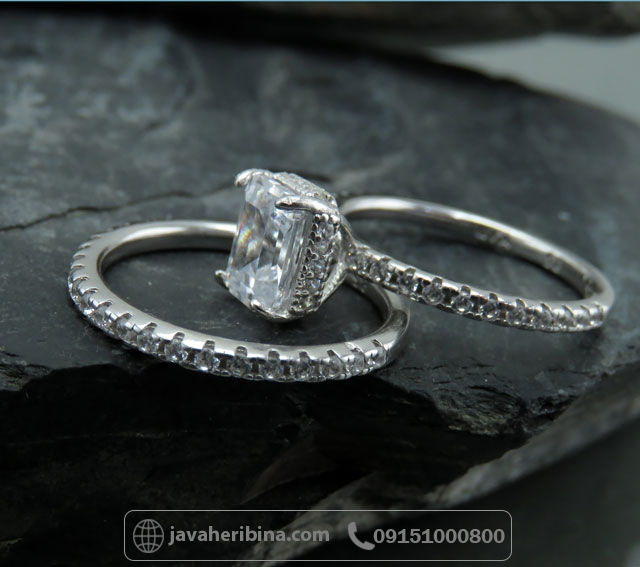 انگشتر نقره حلقه و پشت حلقه جواهری بسیار شیک _کد:35051