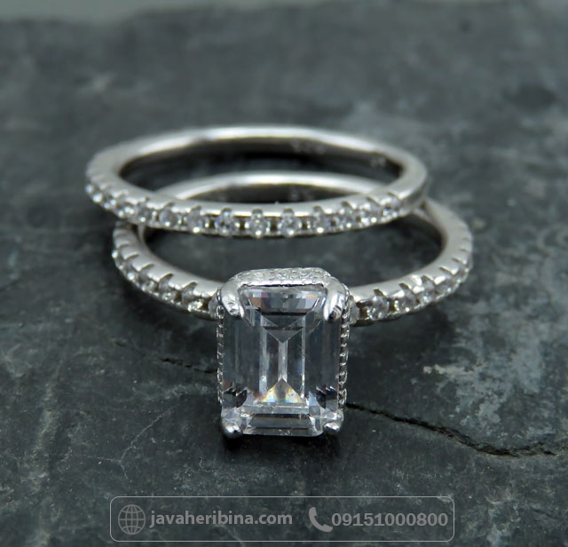 انگشتر نقره حلقه و پشت حلقه جواهری بسیار شیک _کد:35051