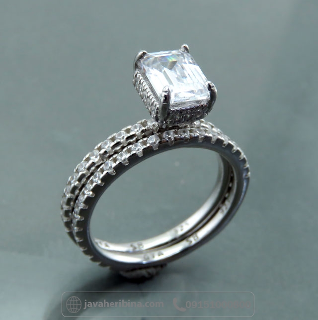 انگشتر نقره حلقه و پشت حلقه جواهری بسیار شیک _کد:35051