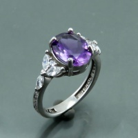 انگشتر آمتیست نقره زنانه خوش رنگ _کد:35052