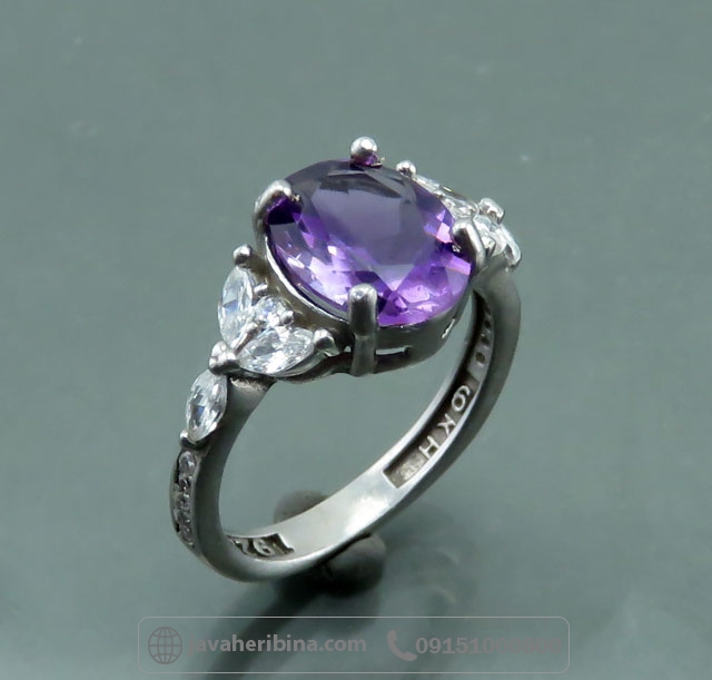 انگشتر آمتیست نقره زنانه خوش رنگ _کد:35052